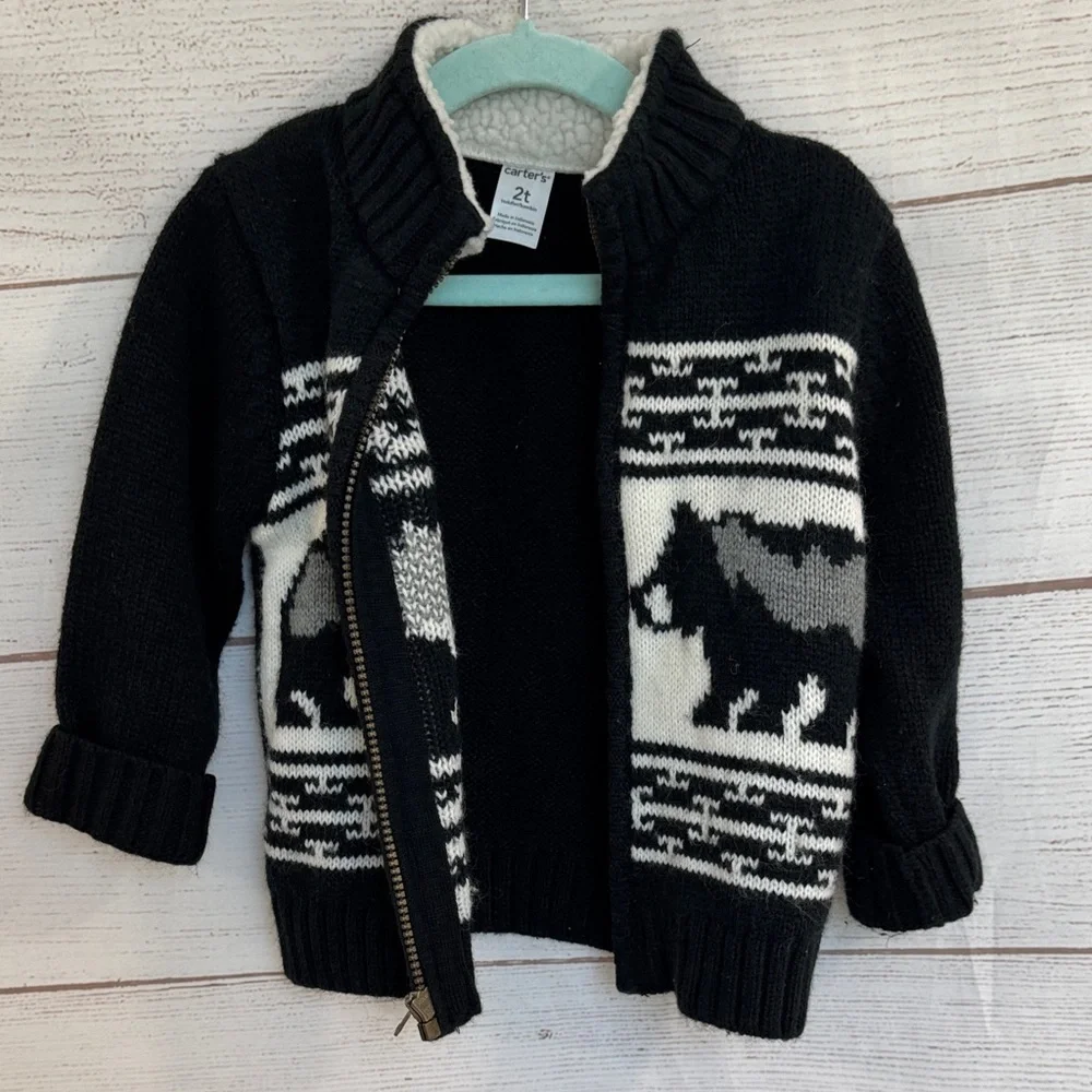 Bundle of 3 Toddler Kids boys Sweaters + puffy vest -2T Carter's Cat & Jack - Picture 10 of 16
